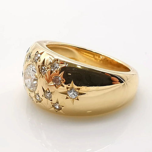 Bague 48 Bague en or jaune 18 carats avec diamants 58 Facettes