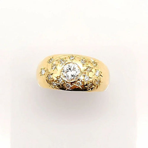 Bague 48 Bague en or jaune 18 carats avec diamants 58 Facettes
