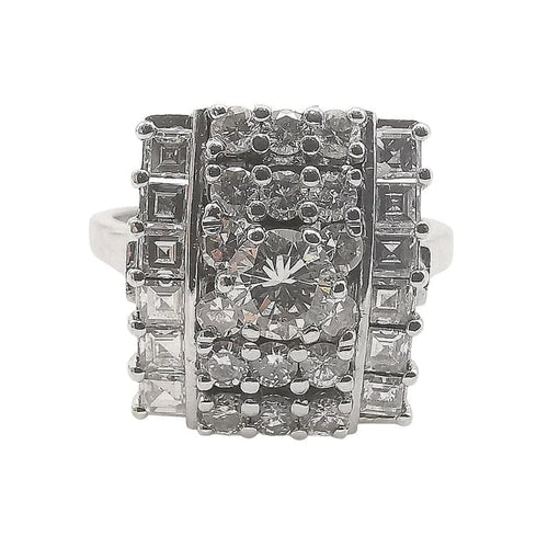 Bague 55 Bague en or blanc 18 carats sertie de diamants certifiés HRD 58 Facettes