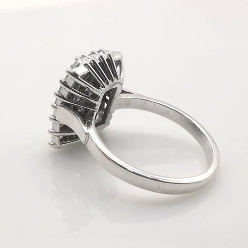 Bague 55 Bague en or blanc 18 carats sertie de diamants certifiés HRD 58 Facettes