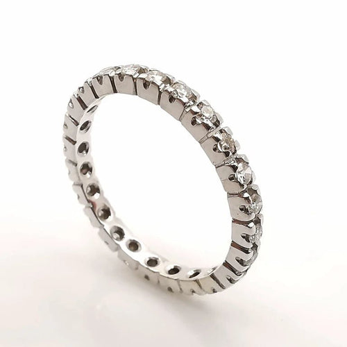 Bague 52 Alliance américaine - Bague en or blanc 18 carats et diamants 58 Facettes