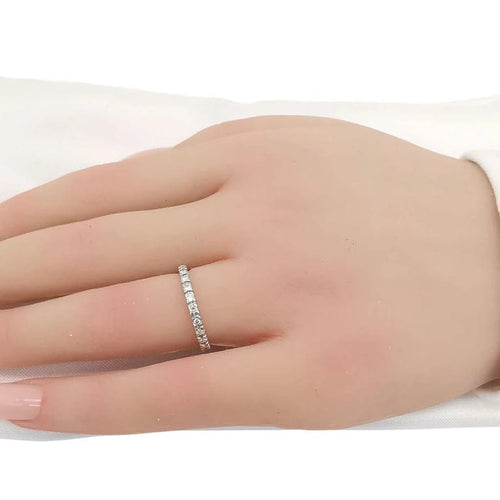 Bague 52 Alliance américaine - Bague en or blanc 18 carats et diamants 58 Facettes