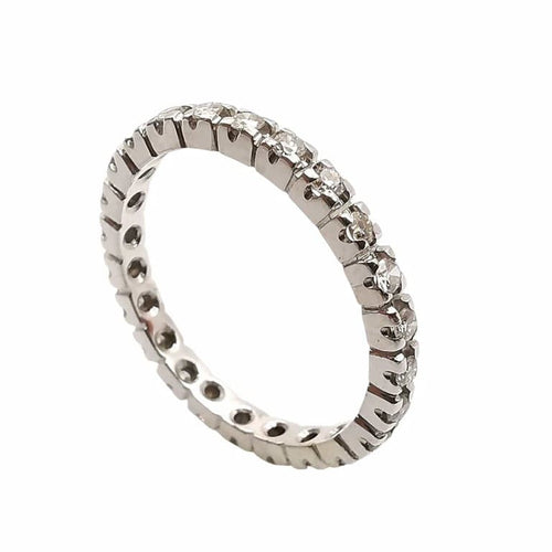 Bague 52 Alliance américaine - Bague en or blanc 18 carats et diamants 58 Facettes