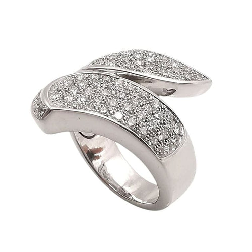 Bague 55 Bague en or blanc 18 carats pavée de diamants 58 Facettes