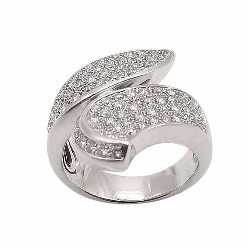 Bague 55 Bague en or blanc 18 carats pavée de diamants 58 Facettes