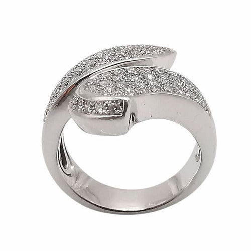Bague 55 Bague en or blanc 18 carats pavée de diamants 58 Facettes