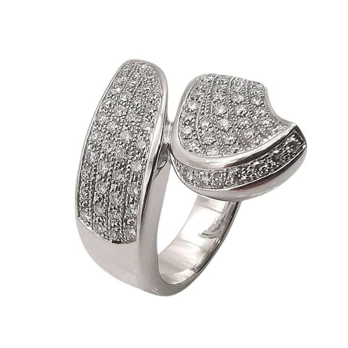 Bague 55 Bague en or blanc 18 carats pavée de diamants 58 Facettes