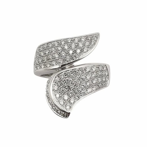 Bague 55 Bague en or blanc 18 carats pavée de diamants 58 Facettes