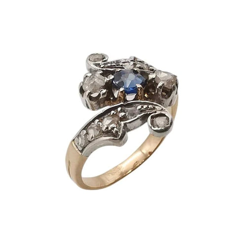 Bague 50 Bague vintage en or rose 18 carats, saphir et diamants 58 Facettes