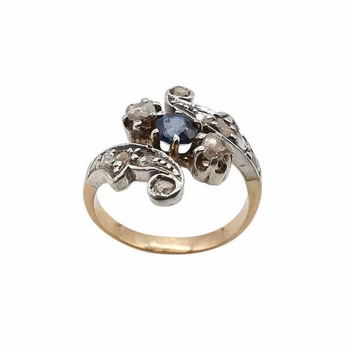 Bague 50 Bague vintage en or rose 18 carats, saphir et diamants 58 Facettes