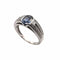 Bague 58 Bague en or blanc 18 carats avec saphir ovale et diamants 58 Facettes
