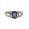 Bague 58 Bague en or blanc 18 carats avec saphir ovale et diamants 58 Facettes
