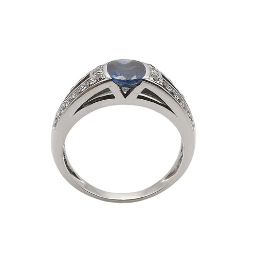 Bague 58 Bague en or blanc 18 carats avec saphir et diamants 58 Facettes
