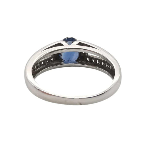 Bague 58 Bague en or blanc 18 carats avec saphir et diamants 58 Facettes