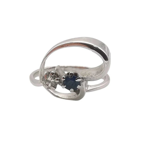 Bague 48 Bague saphir et diamant en or blanc 18 carats 58 Facettes