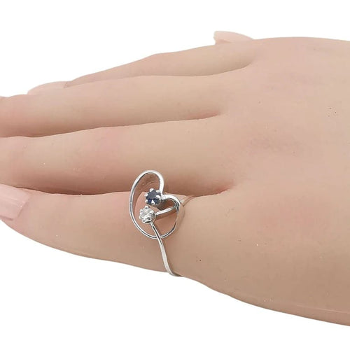 Bague 48 Bague saphir et diamant en or blanc 18 carats 58 Facettes