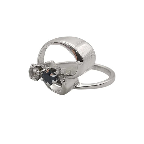 Bague 48 Bague saphir et diamant en or blanc 18 carats 58 Facettes