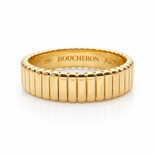 Bague 56 Boucheron Quatre Grosgrain - Alliance en or jaune 18K 58 Facettes