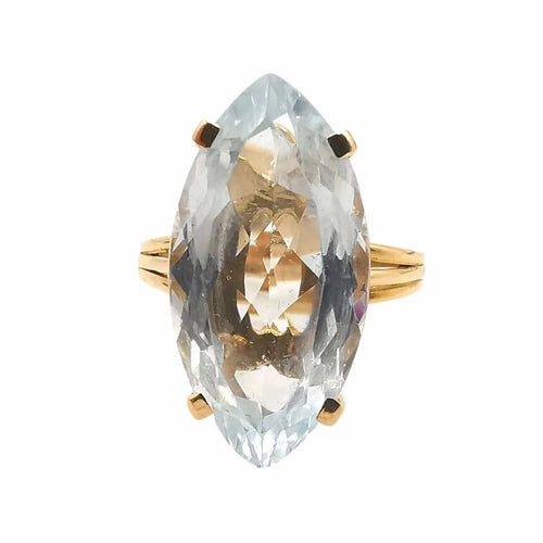 Bague 51 Bague en or jaune 18 carats sertie d’une aigue-marine 58 Facettes