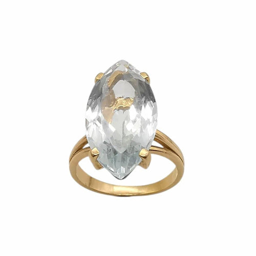 Bague 51 Bague en or jaune 18 carats sertie d’une aigue-marine 58 Facettes