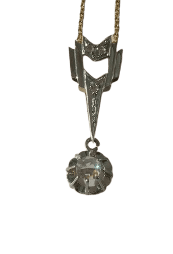 Pendentif Art déco - Pendentif flèche en or jaune et blanc 18 carats et diamants 58 Facettes