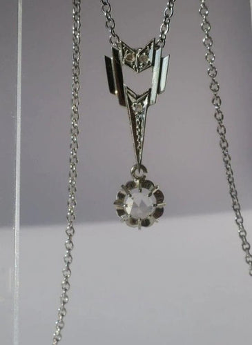 Pendentif Art déco - Pendentif flèche en or jaune et blanc 18 carats et diamants 58 Facettes