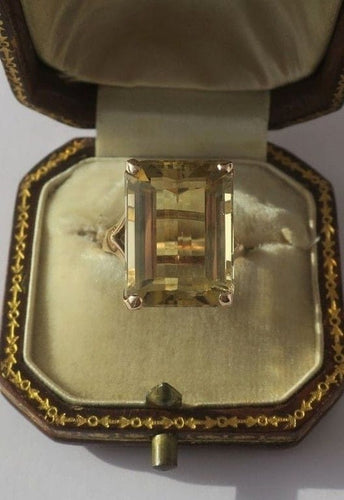 Bague 55 Bague cocktail citrine 13 carats en or rose 14 carats 58 Facettes