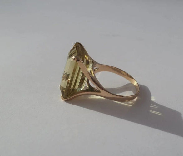 Bague 55 Bague cocktail citrine 13 carats en or rose 14 carats 58 Facettes