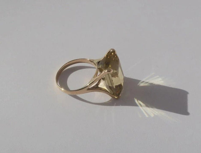 Bague 55 Bague cocktail citrine 13 carats en or rose 14 carats 58 Facettes
