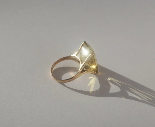 Bague 55 Bague cocktail citrine 13 carats en or rose 14 carats 58 Facettes