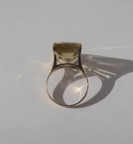 Bague 55 Bague cocktail citrine 13 carats en or rose 14 carats 58 Facettes