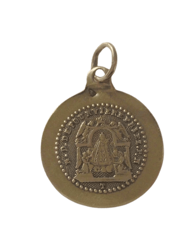 Pendentif Notre-Dame de Fourvière - Médaille pendentif biface XIXe en or jaune 58 Facettes