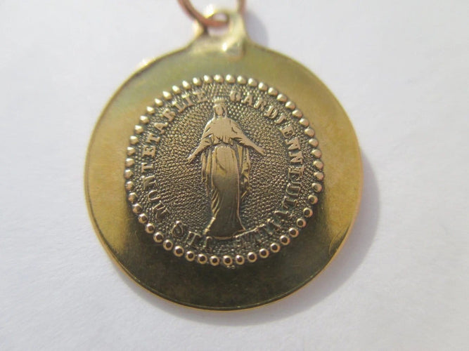 Pendentif Notre-Dame de Fourvière - Médaille pendentif biface XIXe en or jaune 58 Facettes