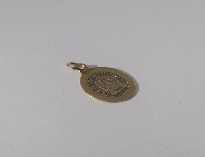 Pendentif Notre-Dame de Fourvière - Médaille pendentif biface XIXe en or jaune 58 Facettes