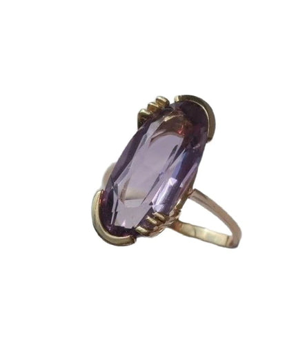 Bague 55 Bague cocktail en or rose et améthyste rose de France 58 Facettes