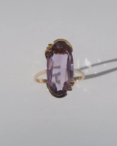 Bague 55 Bague cocktail en or rose et améthyste rose de France 58 Facettes