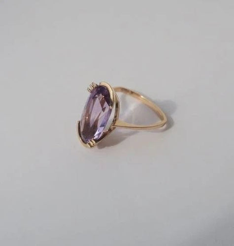 Bague 55 Bague cocktail en or rose et améthyste rose de France 58 Facettes