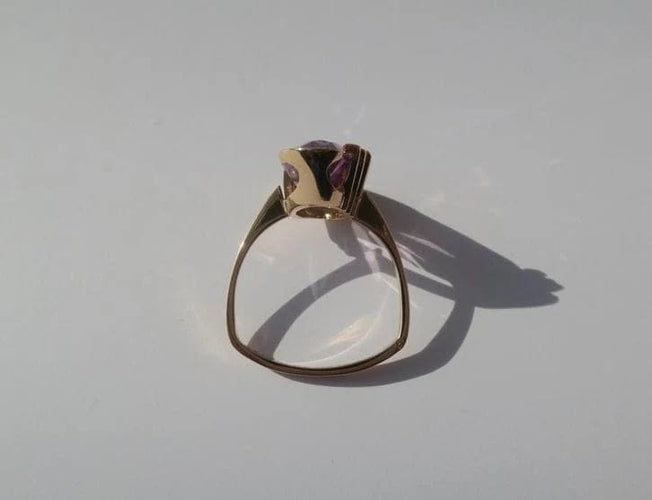 Bague 55 Bague cocktail en or rose et améthyste rose de France 58 Facettes