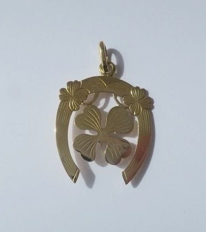 Pendentif Art nouveau - Pendentif porte-bonheur en or jaune 18 carats 58 Facettes