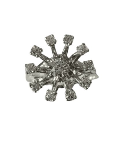 Bague 51 Bague marguerite fleur en or blanc 18 carats et platine avec diamants 58 Facettes