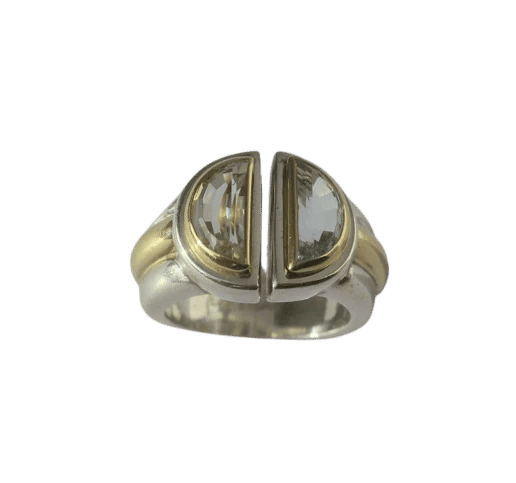 Bague 49 Christofle Variations - Bague en or jaune, argent et aigues-marines 58 Facettes