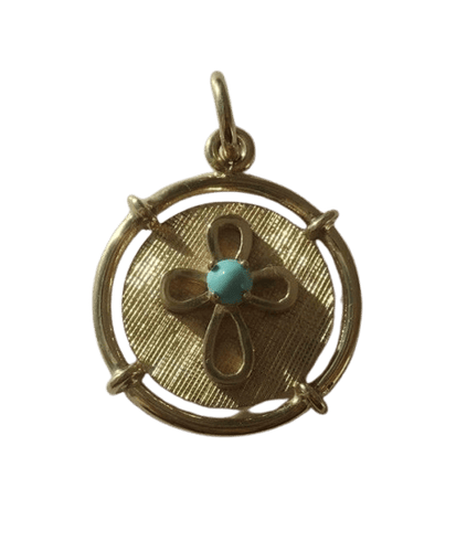 Pendentif Pendentif médaille en or jaune et turquoise 58 Facettes