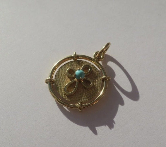 Pendentif Pendentif médaille en or jaune et turquoise 58 Facettes