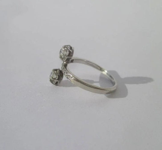 Bague 50 Belle Époque - Bague Toi et Moi en or blanc, platine et diamants 58 Facettes