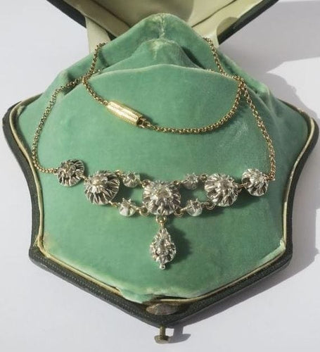 Collier Rivière d’Arles - Collier provençal XIXe en or rose, argent et diamants 58 Facettes
