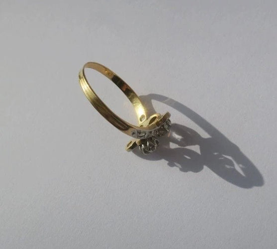 Bague 58 Toi et Moi XIXe - Bague en or jaune, platine et diamants 58 Facettes