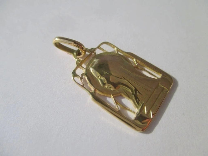 Pendentif Médaille Art déco - Pendentif Vierge Marie en or jaune 58 Facettes