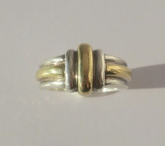 Bague 47 Christofle - Bague jonc godrons en or 18 carats et argent 58 Facettes