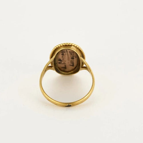 Bague 58 Bague ancienne en or jaune 18K avec émail de Limoges 58 Facettes
