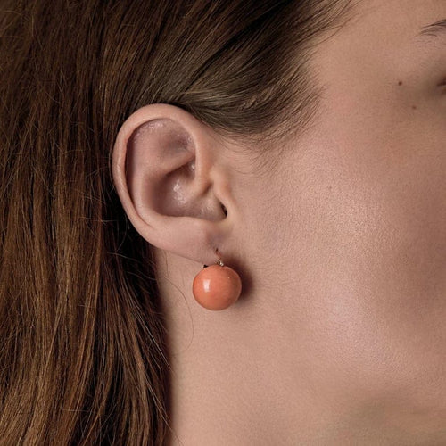 Boucles d'oreilles Dormeuses anciennes - Boucles d’oreilles en or rose et perles de corail 58 Facettes
